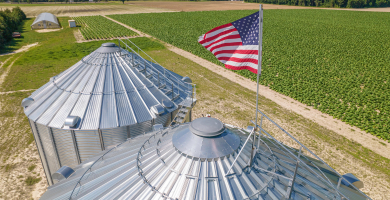 Flag on grain bins